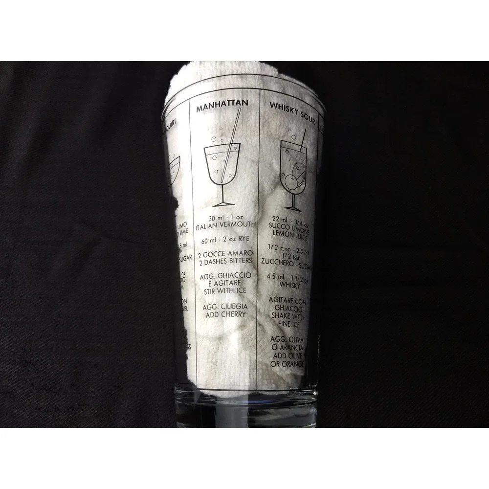 Libbey Cocktail Mixed Drink Recipe Glass‎ Tumbler & Stainless Spoon Barware Vtg